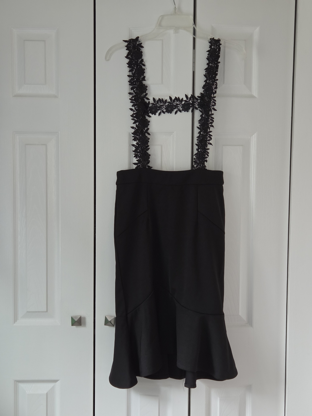 Chicwish Black High-Low Mermaid Skirt with Floral Straps